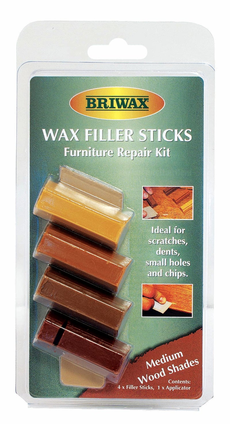 Briwax Filler Sticks Medium â€“ Quick Wood Repair for Scratches, Cracks & Nail Holes | Assorted Shades